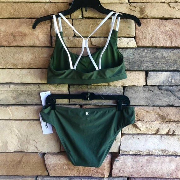 Hurley olive green white logo Bikini swimsuit NWT size Small - Picture 5 of 9